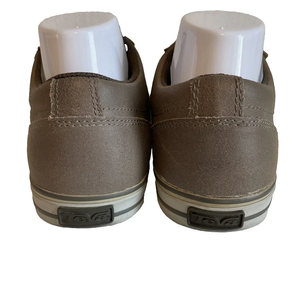 Teva Mens Cap Toe Brown Leather Laced‎ Casual Sneakers, Size 10